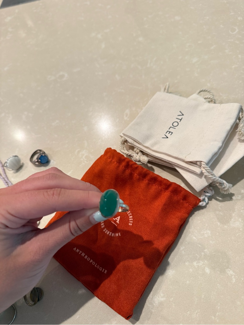 Green Oval Stone Sterling Ring - Women Bags Accessory
